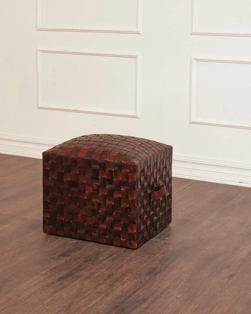 Brooklyn Leather Cube with Handles - Brown