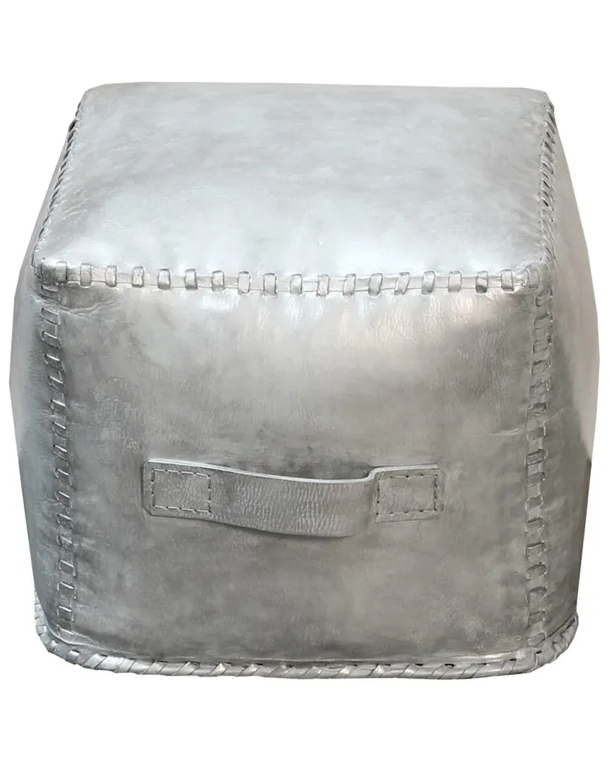 Celeste 16in Leather Cube - Metallic