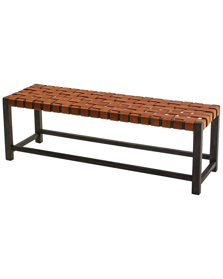 Madeira 54in Long Bench - Saddle, Woven Leather
