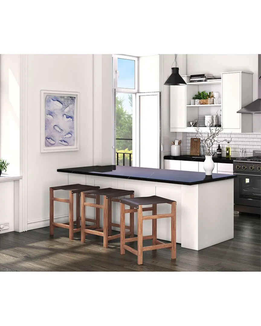 Taura Backless Counter Stool - Beige, Leather image