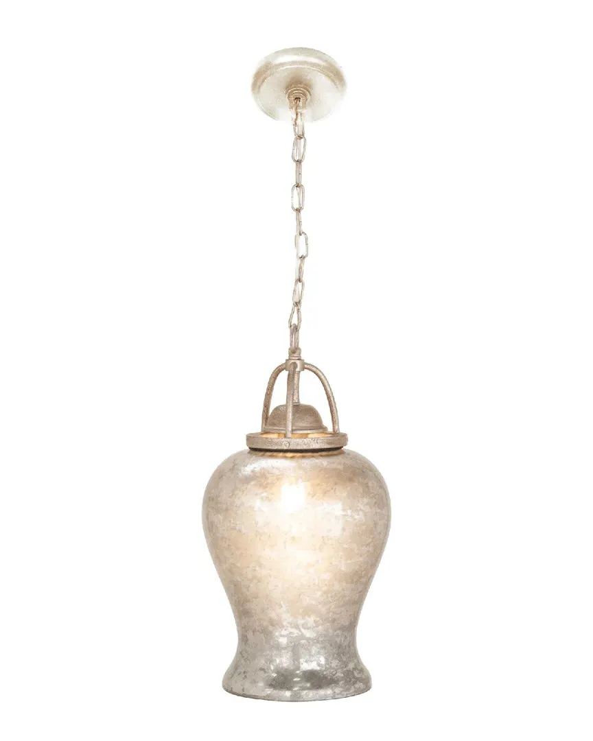 1-Light Vintage Glass Chandelier - Silver, Iron image