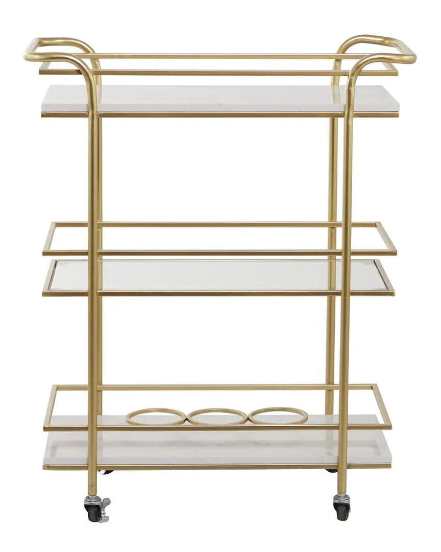 3-Shelf Bar Cart - Gold, Marble image