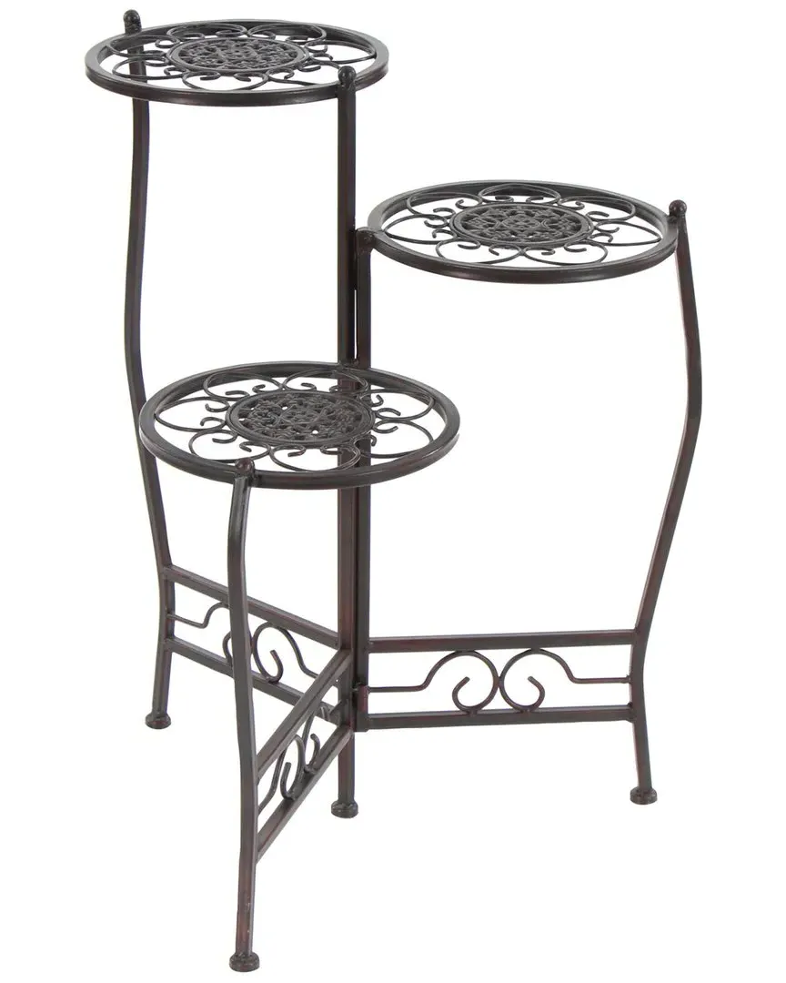 3-Tier Floral Plant Stand - Brown, Metal image