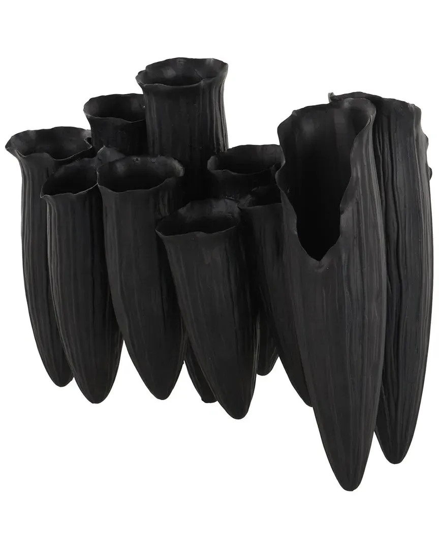 Abstract Ceramic 10 Openings Decorative Vase - Black