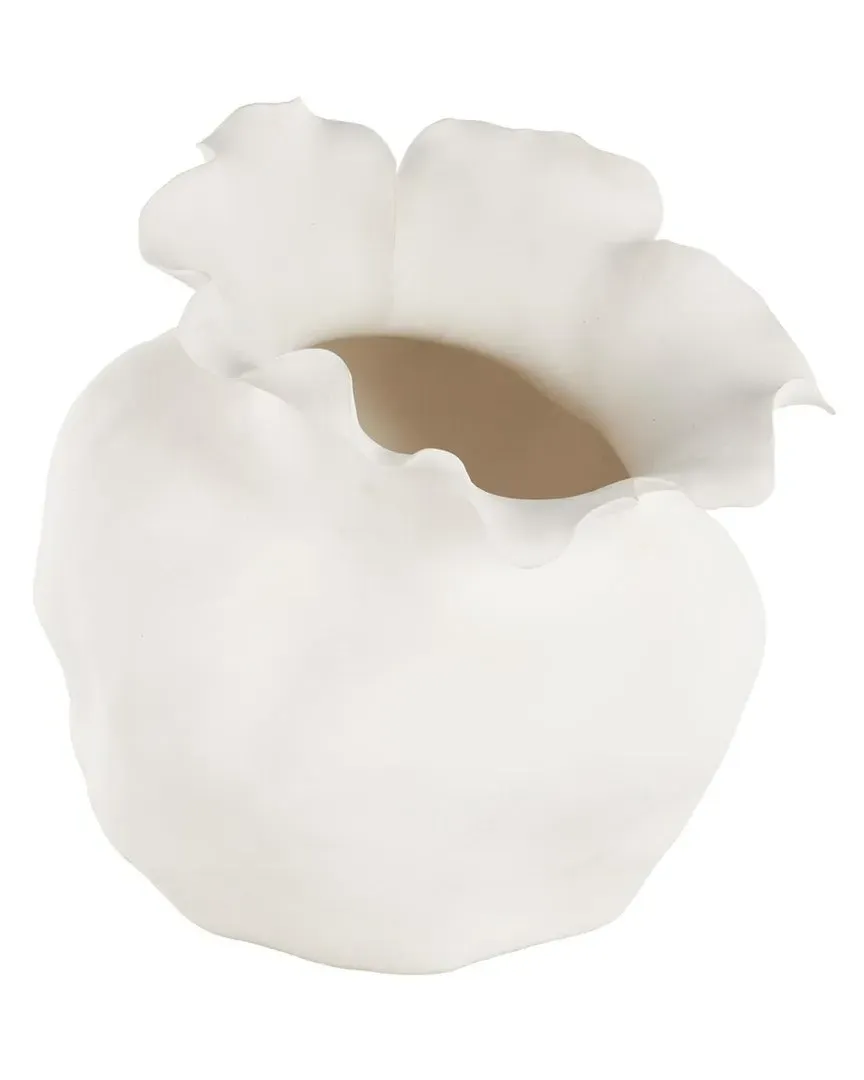 Abstract Ceramic Floral Decorative Vase - White