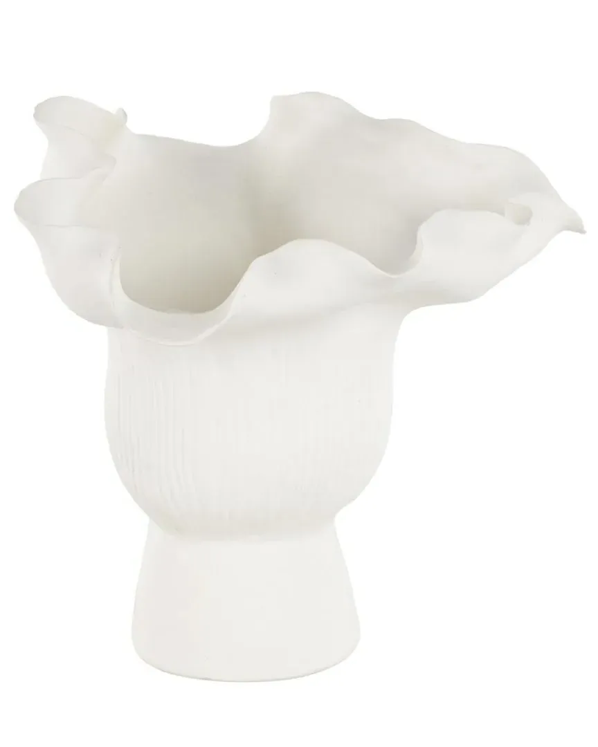 Abstract Ceramic Floral Decorative Vase - White image