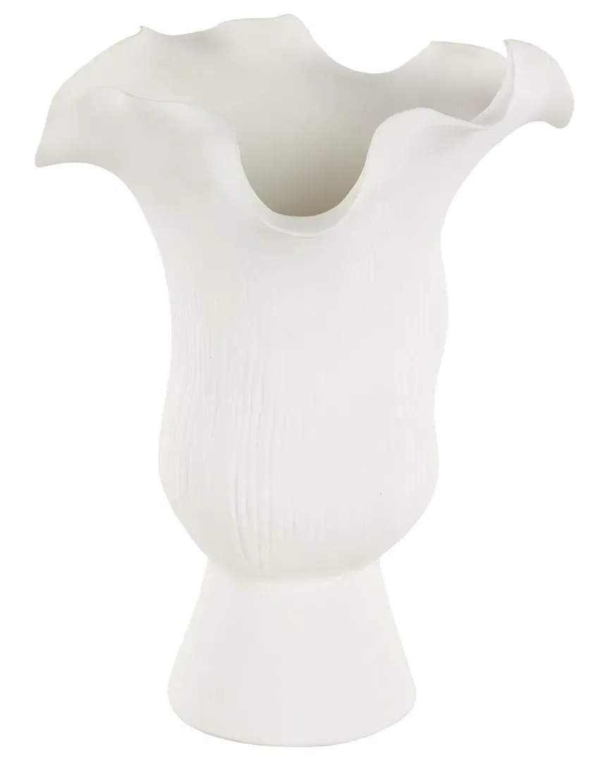 Abstract Ceramic Floral Decorative Vase - White