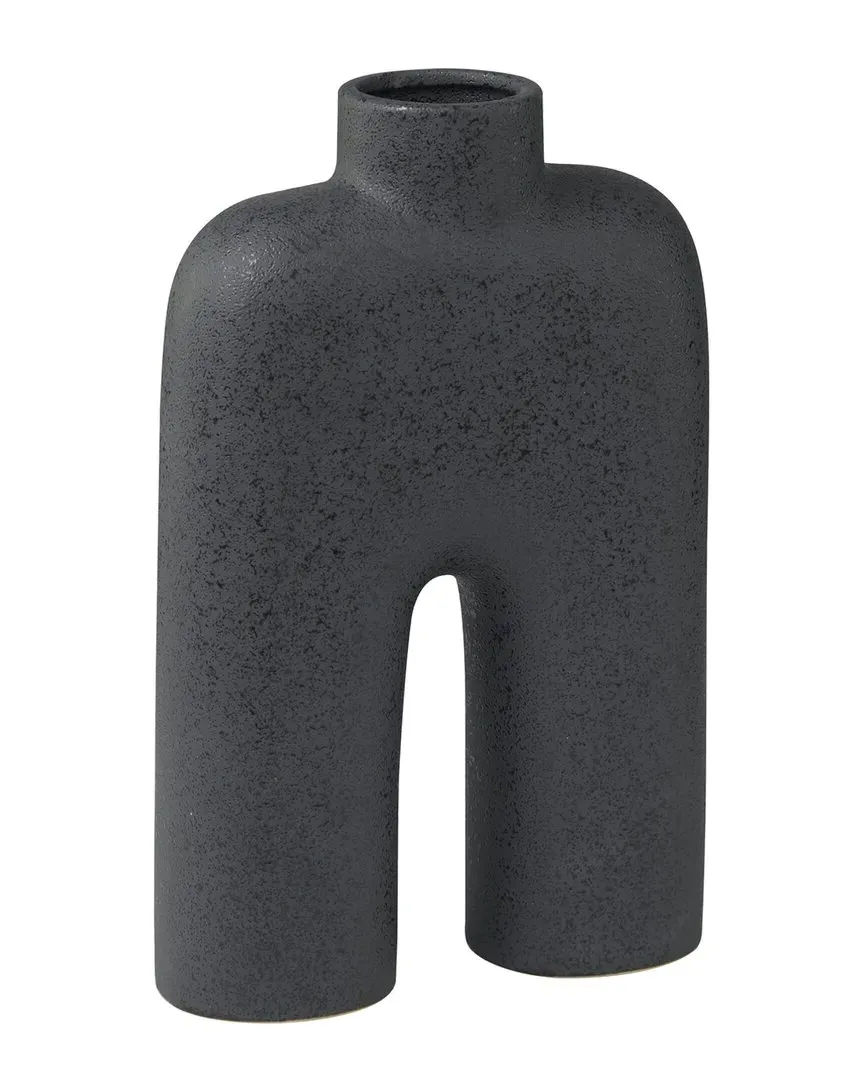 Abstract Rounded Arched Decorative Vase - Black, Stoneware