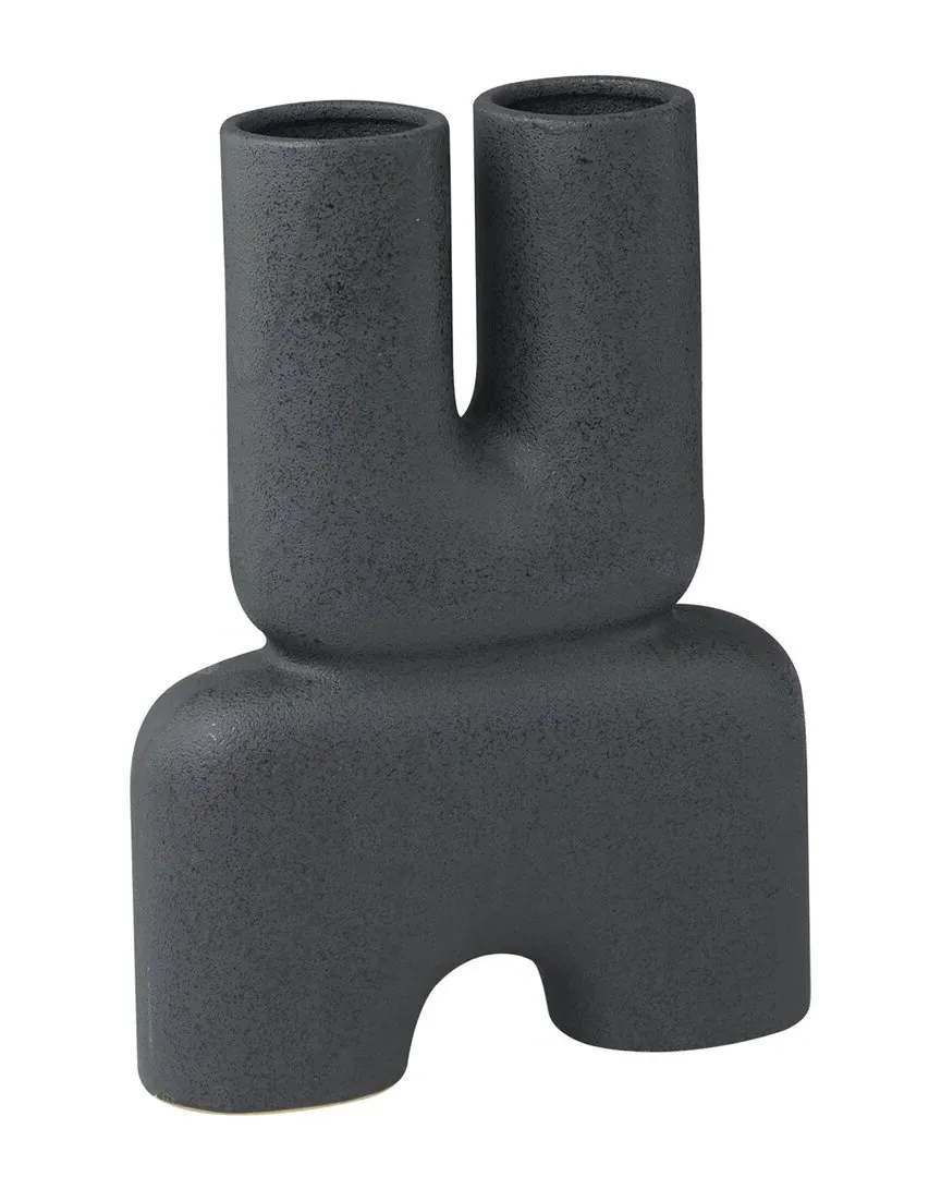 Abstract U-Shaped Decorative Vase - Black, Stoneware