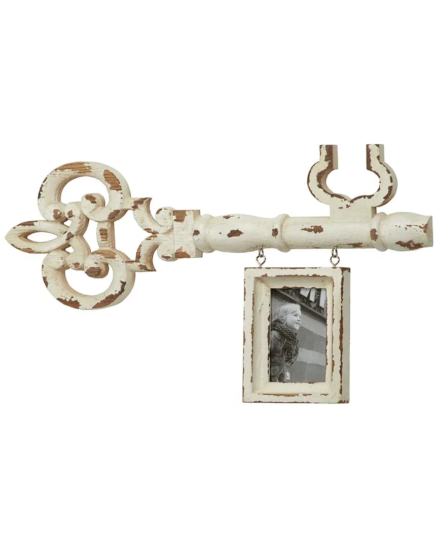 Antique Key Wall Decor with Picture Frame - White, Chinese Fir image
