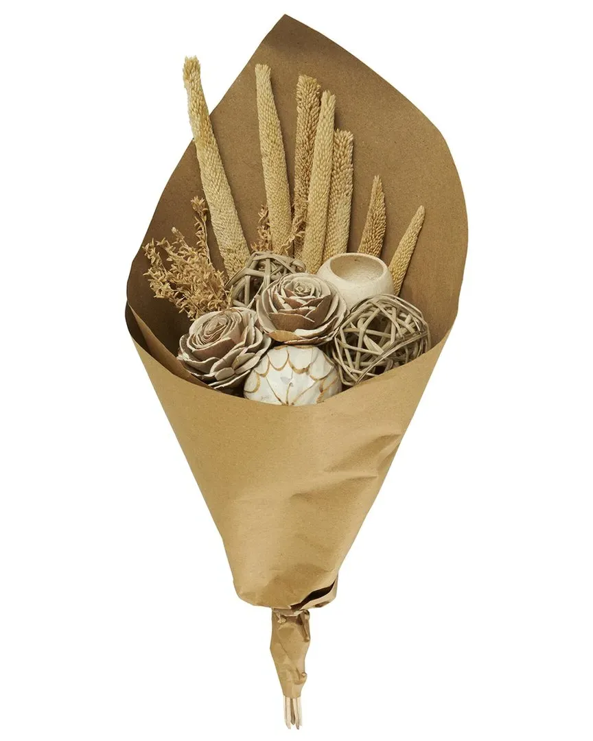 Cattail Dried Plant Bouquet with Deco Ball Accents - Brown image