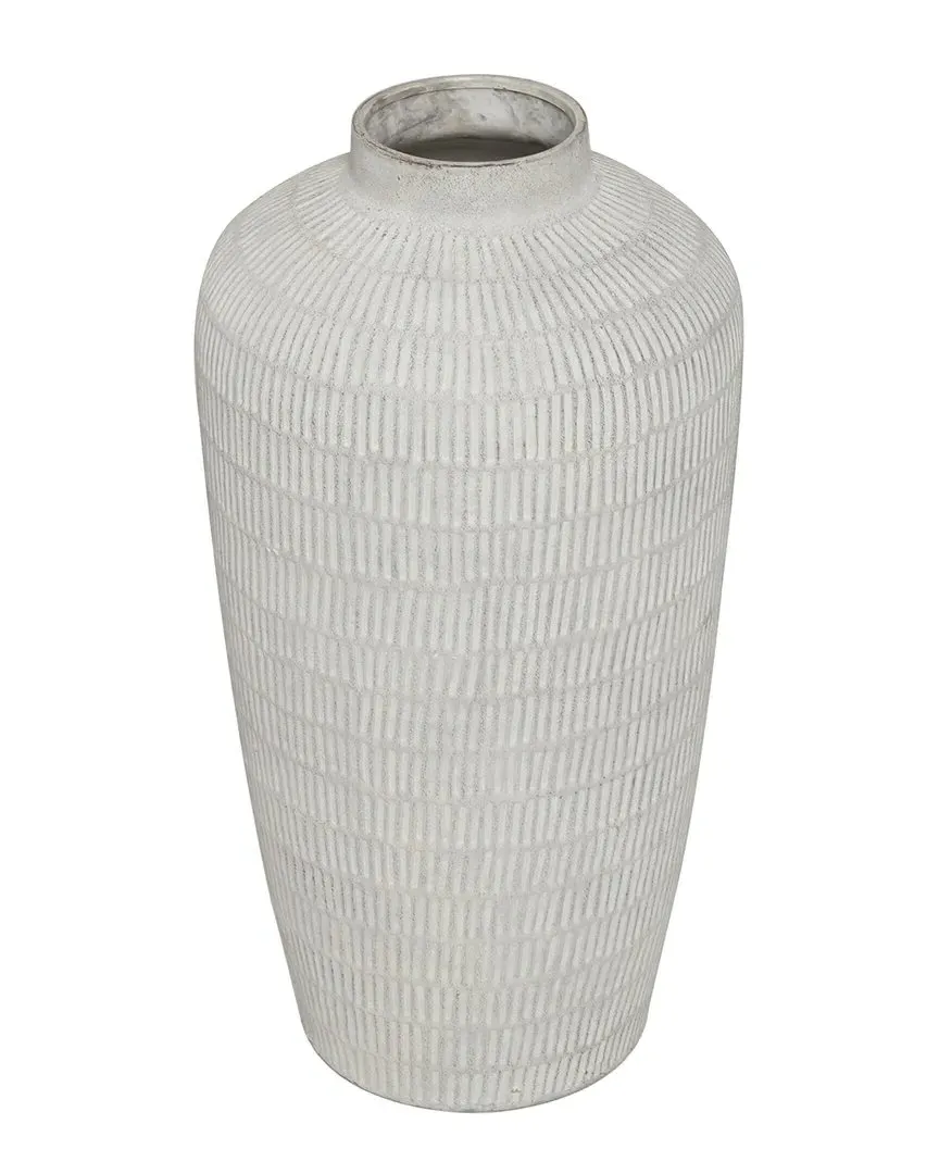 Ceramic Textured Patterned Vase - Cream