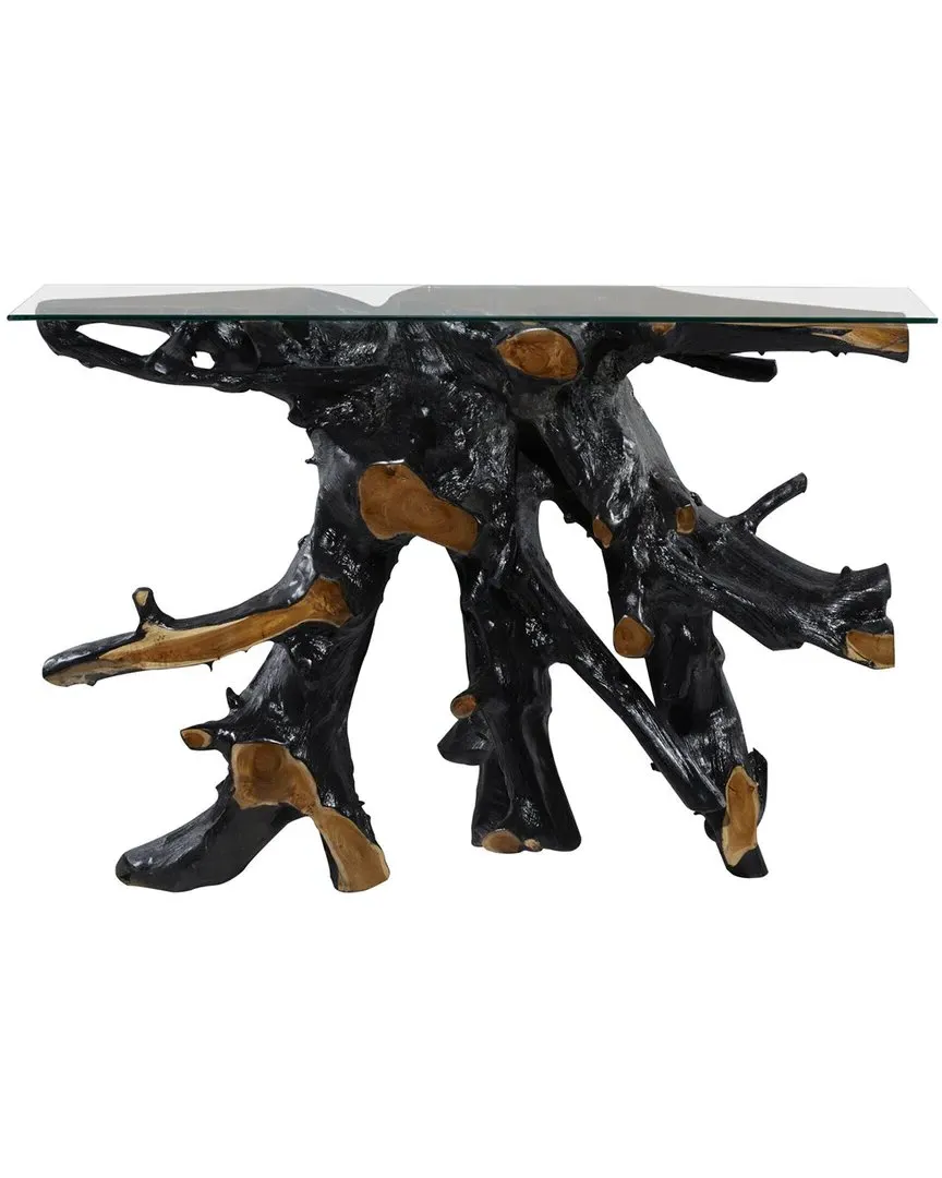 Console Table - Black, Teak Wood