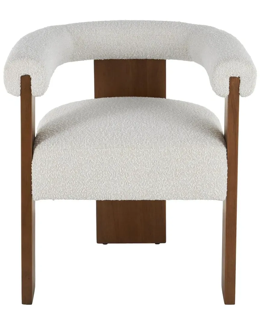 Curved Back Round Boucle Accent Chair - Cream, Polyester