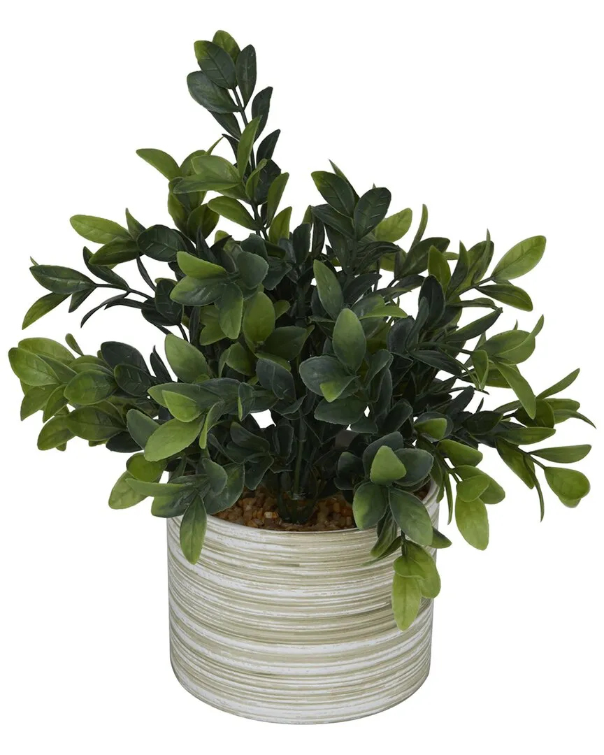 Eucalyptus Artificial Plant with Patterned Pot - Green, Porcelain