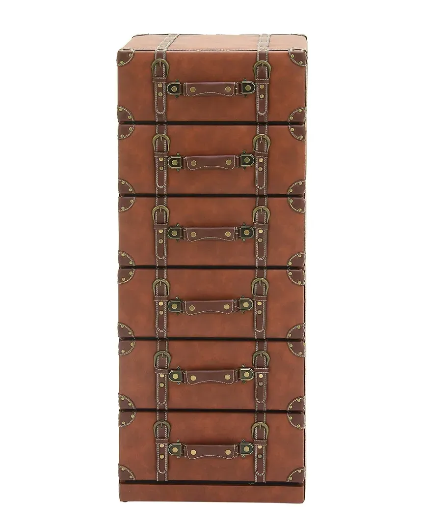 Faux Leather and Wood Chest - Brown image