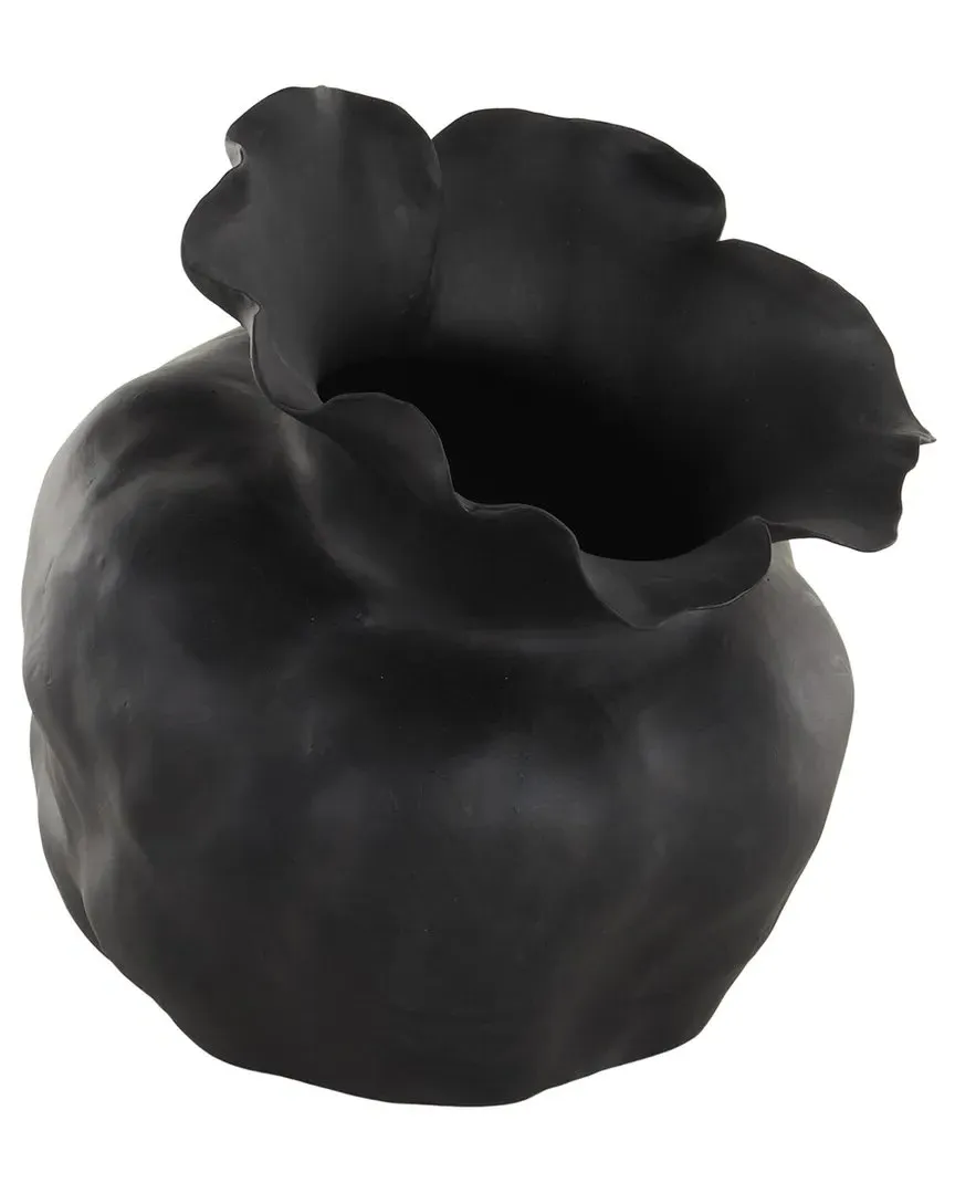 Floral Ceramic Abstract Decorative Vase - Black