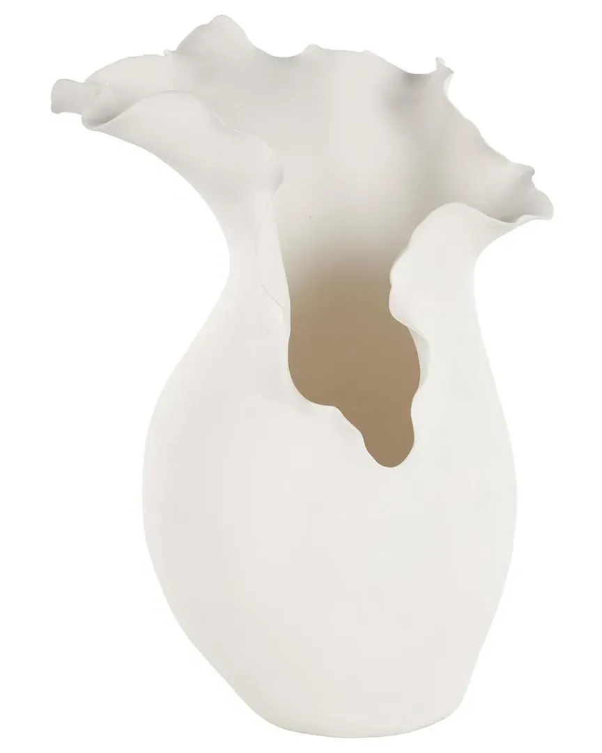 Floral Ceramic Abstract Decorative Vase - White