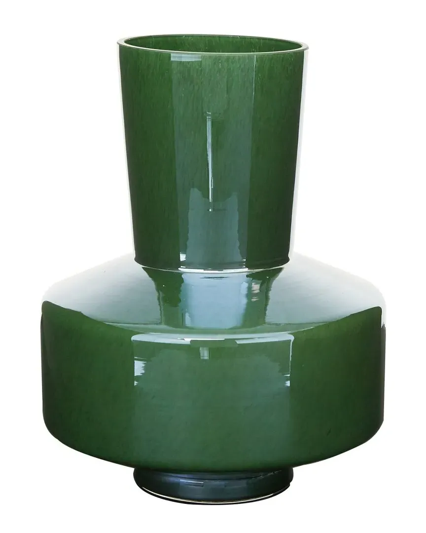 Geometric Green Glass Decorative Vase