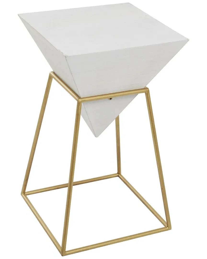 Geometric Inverted Pyramid Accent Table with Stand - White image