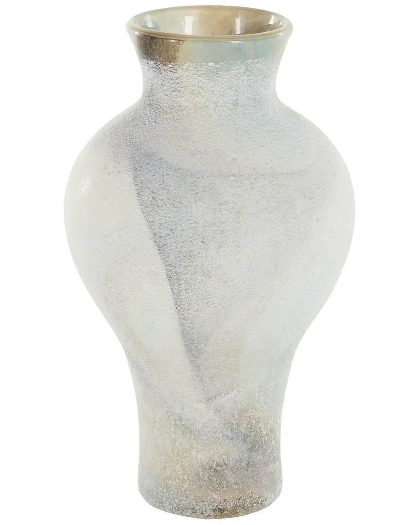 Glass Distressed Vase with Blue & Tan Texturing - Cream image
