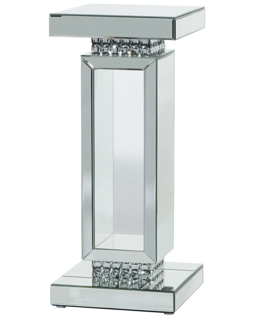 Glass Mirrored Pedestal Table - Silver image