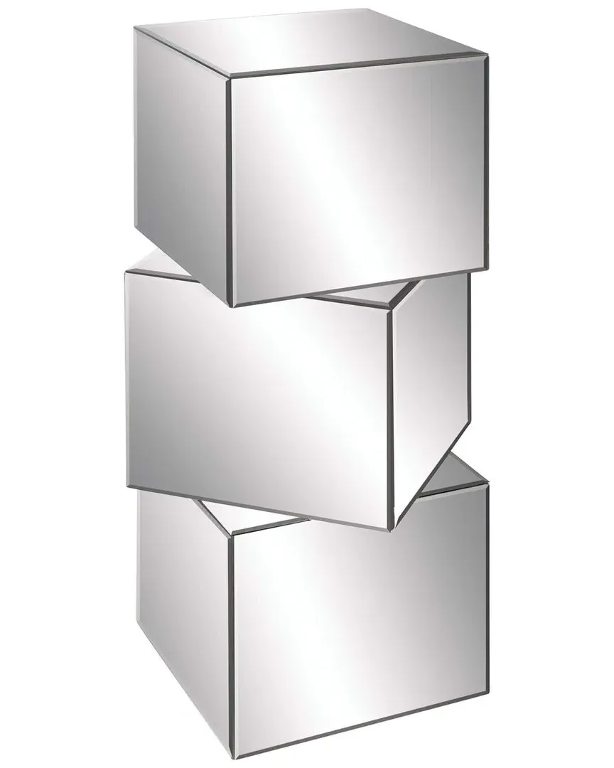 Glass Mirrored Pedestal Table - Silver