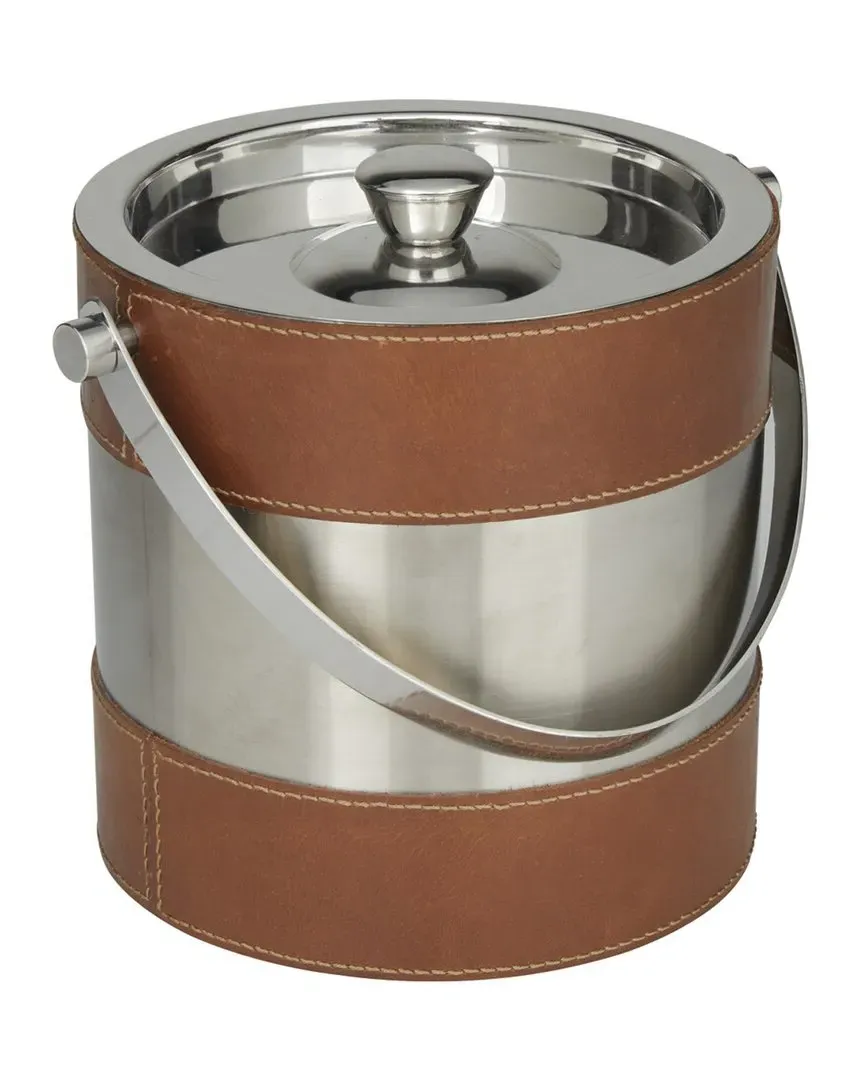 Handmade Ice Bucket with Lid - Brown, Leather image
