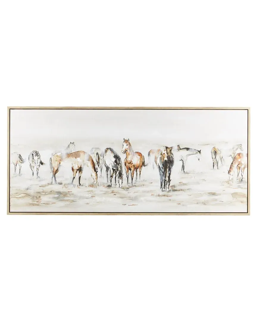 Horse Framed Canvas Wall Art - Brown image