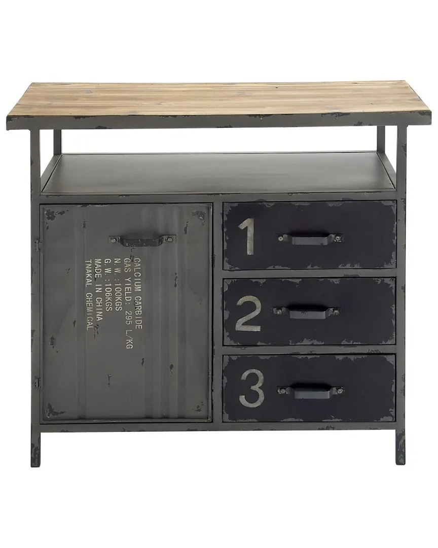 Metal & Wood Utility Cabinet - Natural image