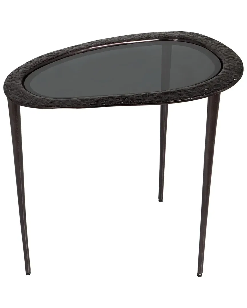 Oval Accent Table with Glass Top - Black, Aluminum image