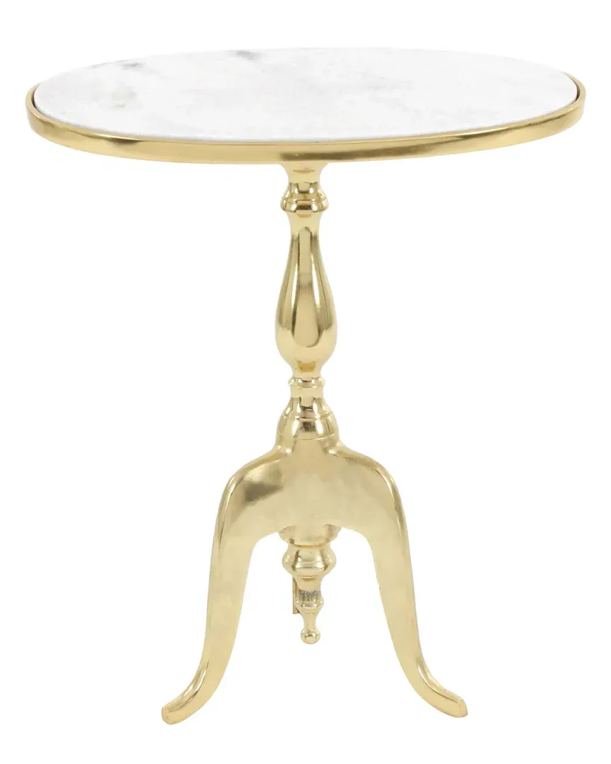 Oval Marble Accent Table - Gold
