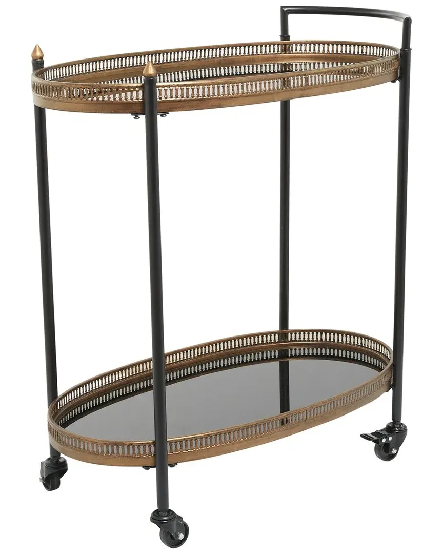 Peyton Lane 2-Tier Bar Cart with Wheels - Brass, Metal image