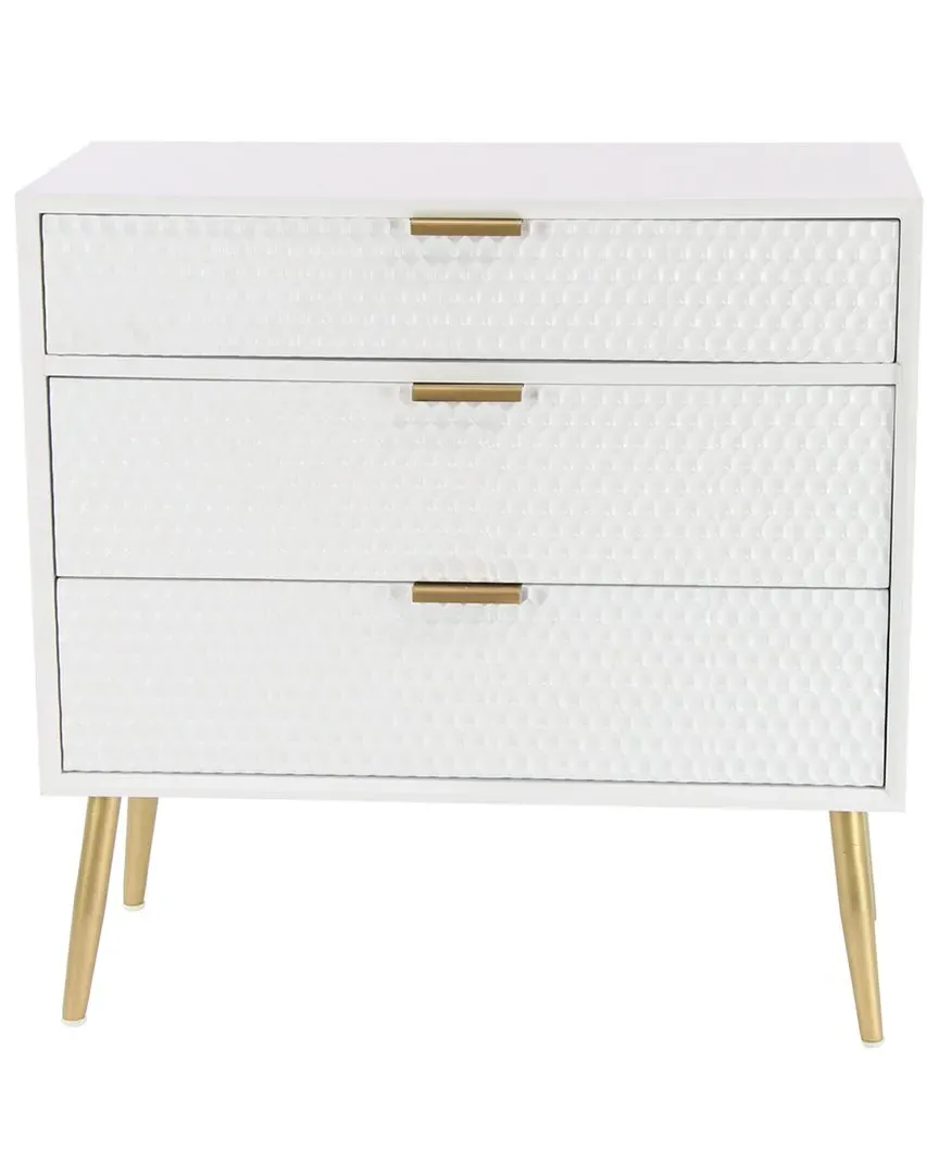 Peyton Lane Geometric Cabinet with 3 Drawers - White image