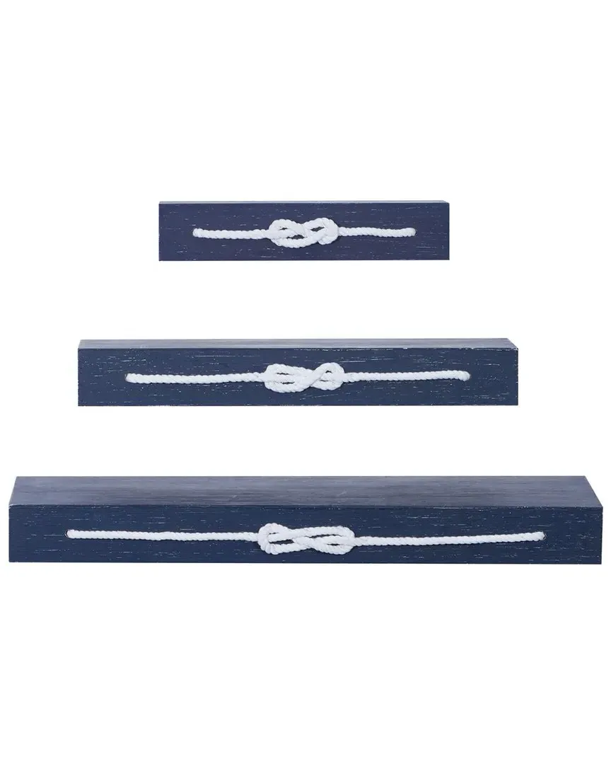Peyton Lane Set of 3 Wall Shelves - Blue, Wood image
