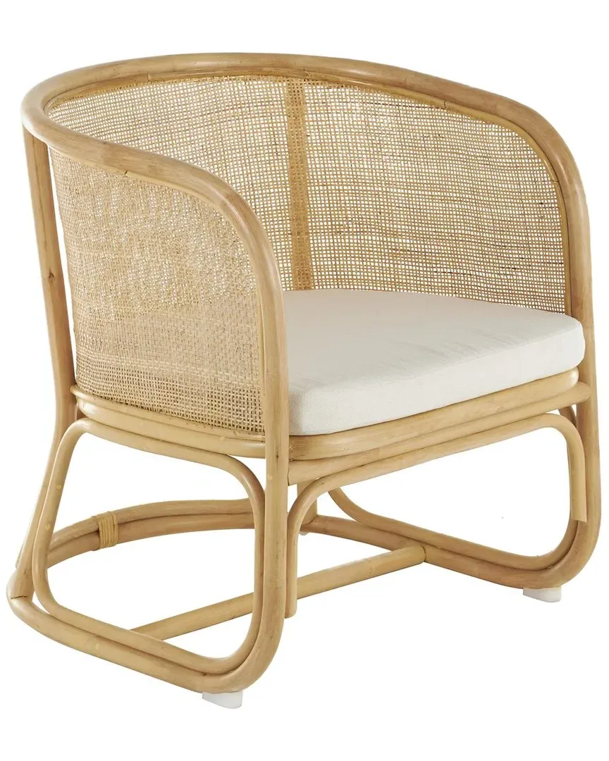 Rattan Woven Round Accent Chair with Cushion - Light Brown