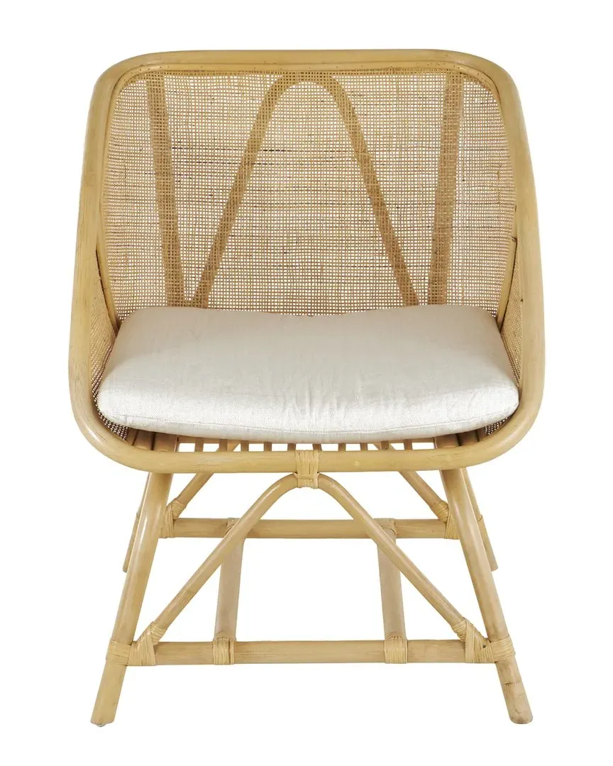 Rattan Woven Square Accent Chair with Cushion - Light Brown image