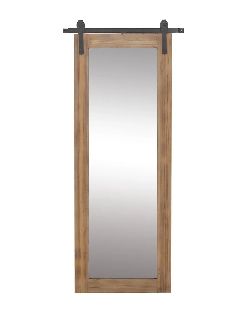 Rectangle Wood Wall Mirror - Brown, Fir