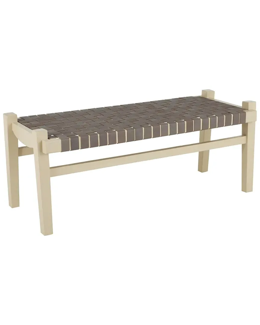 Rectangle Woven Bench - Dark Brown, Leather image