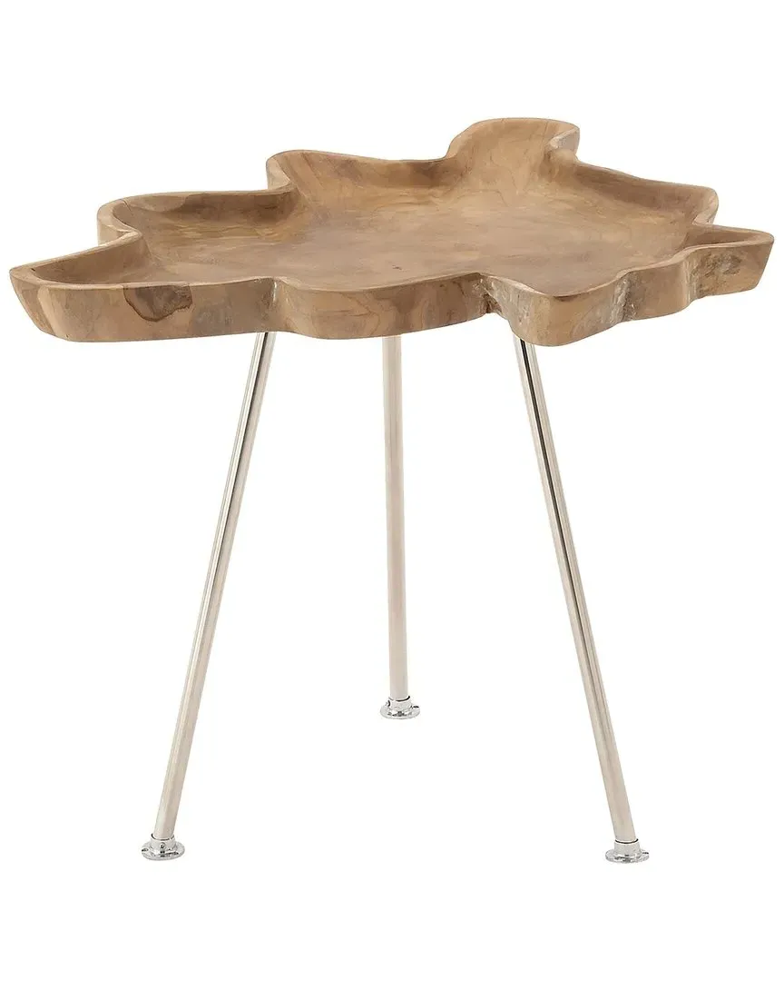 Round Accent Table - Brown, Teak