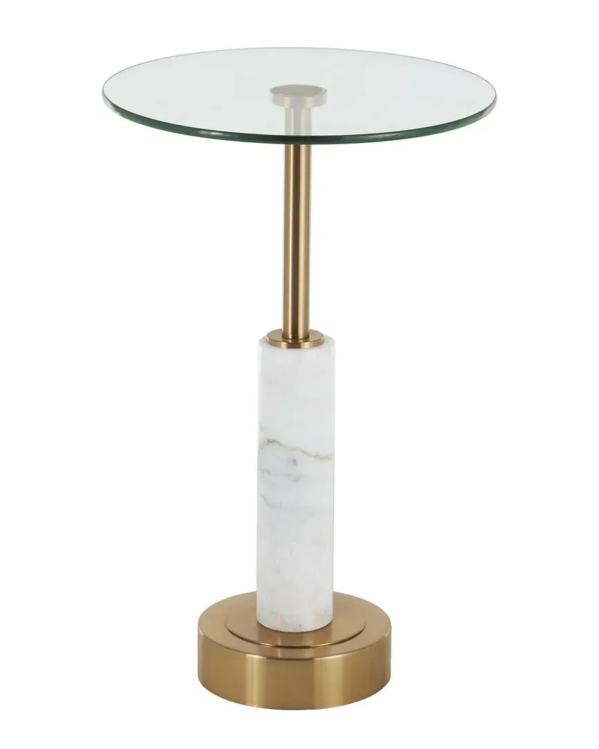 Round Accent Table - White, Marble