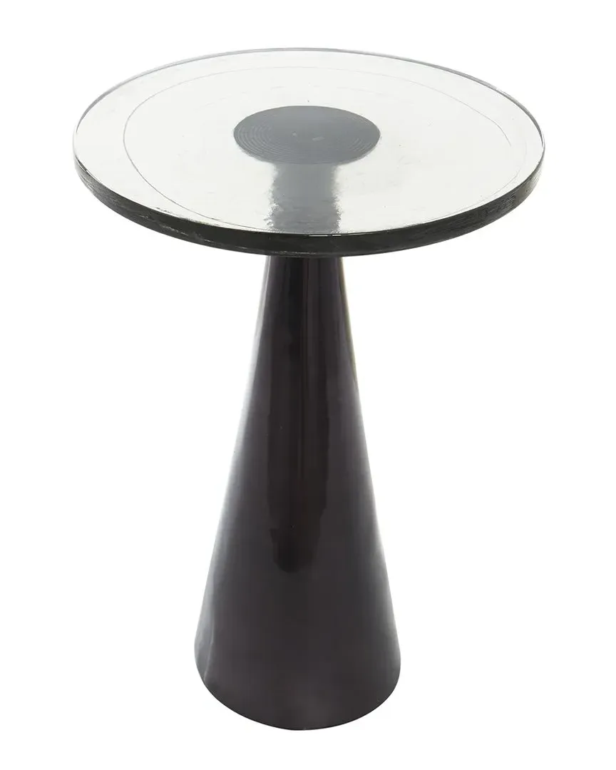 Round Accent Table with Textured Glass Top - Black, Aluminum