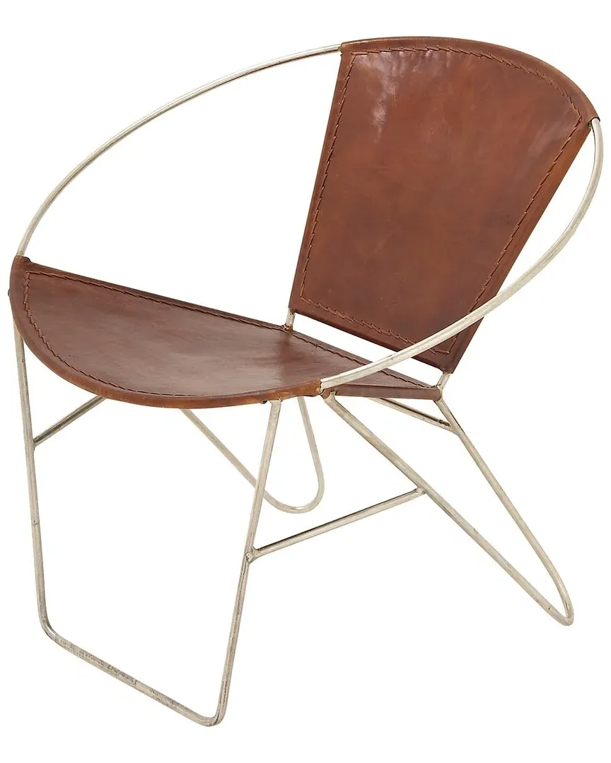 Round Leather Chair - Brown image