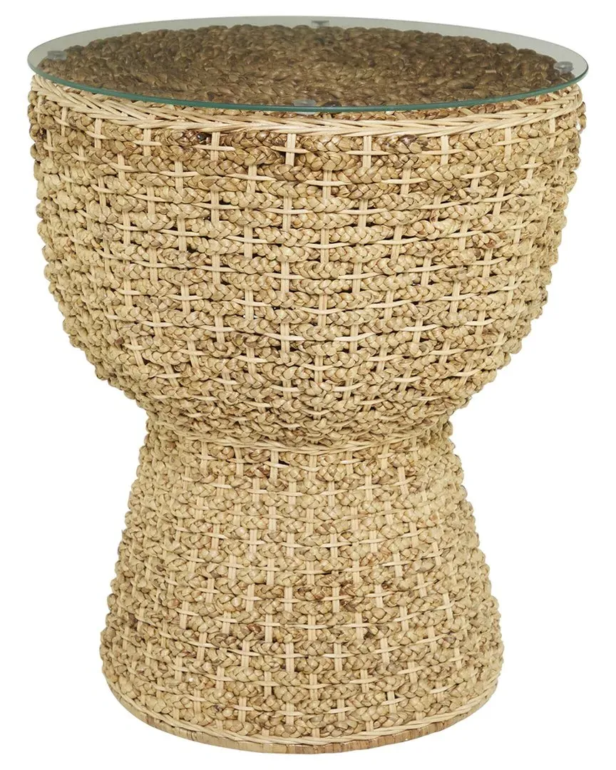 Round Seagrass Accent Table - Brown