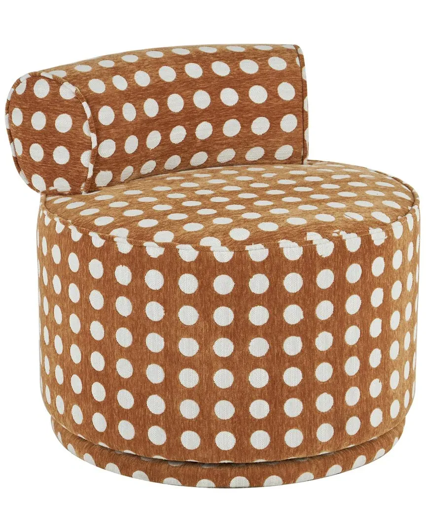 Round Swivel Accent Chair with Spots - Brown, Boucle image