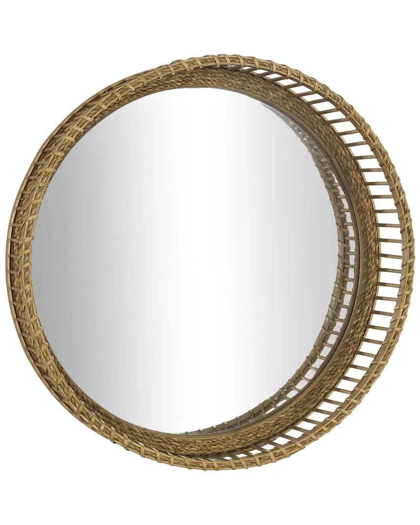 Round Wall Mirror - Light Brown, Bamboo Wood image