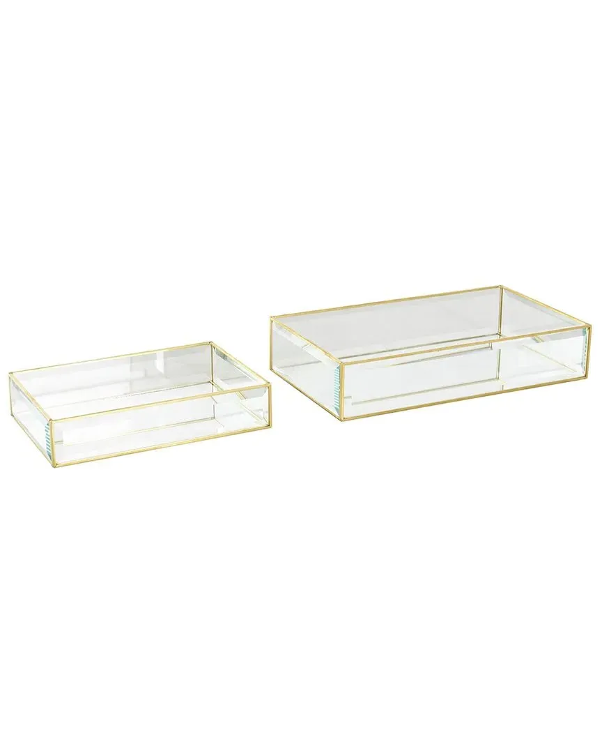 Set of 2 Beveled Decorative Jewelry Boxes - Clear, Glass