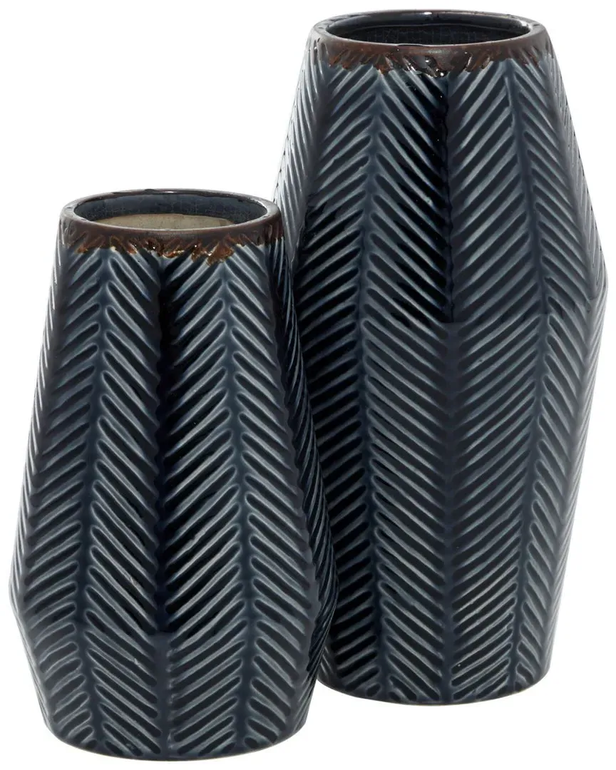 Set of 2 Ceramic Vases - Dark Blue image