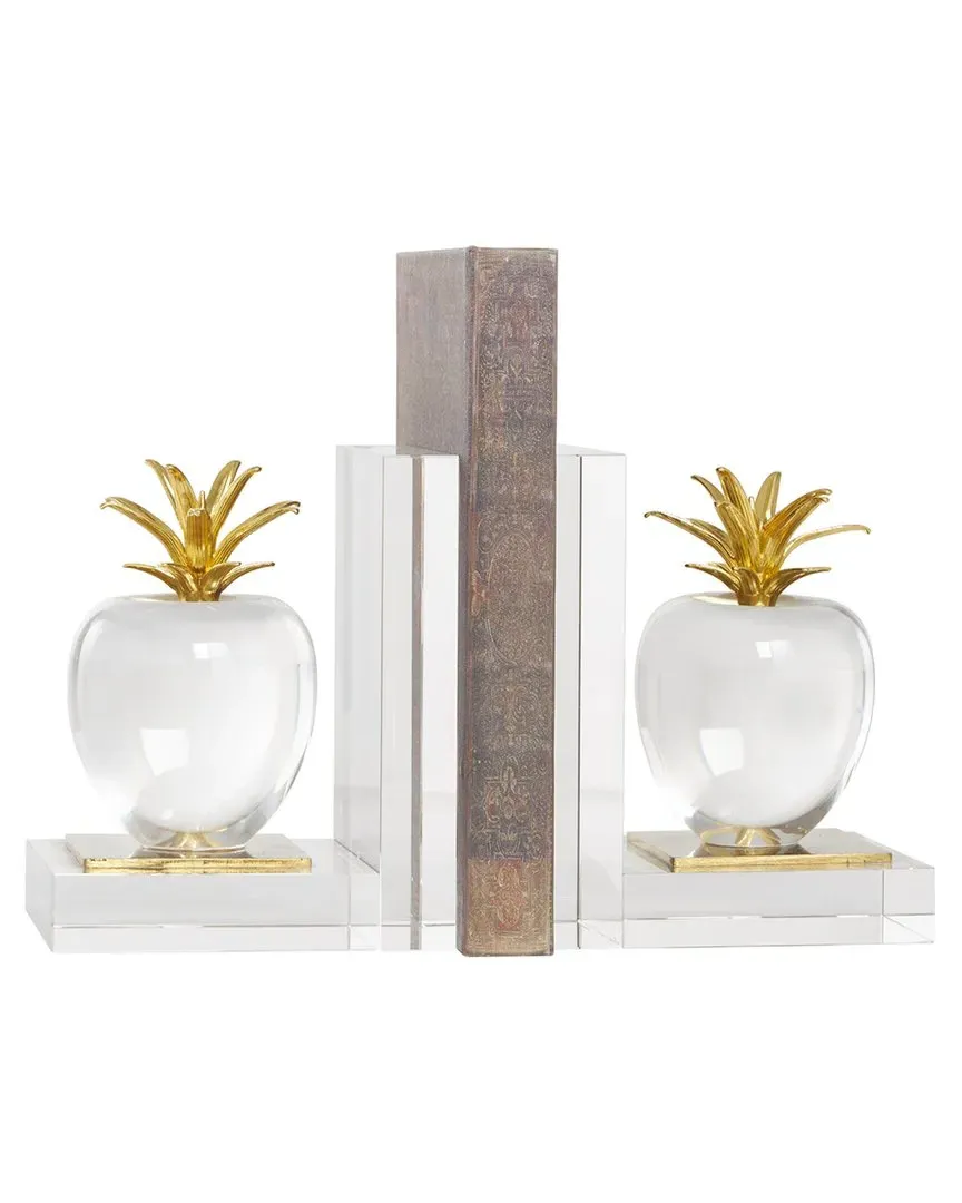 Set of 2 Crystal Apple Bookends - Clear