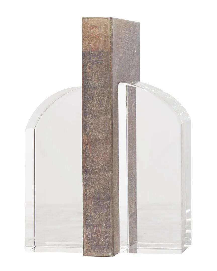 Set of 2 Geometric Arched Bookends - Clear, Crystal image
